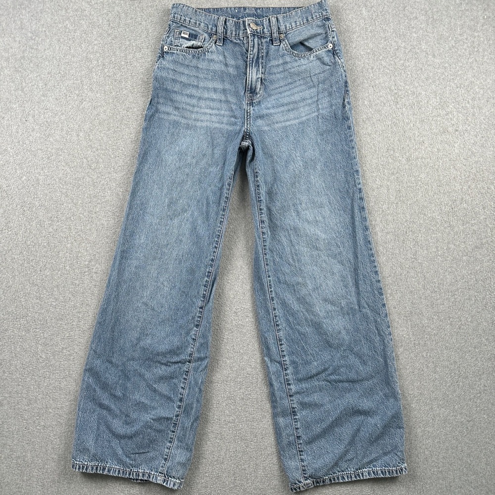 DKNY Jeans Pants Womens 27 Wide Leg Blue Denim High Rise 100% Cotton 4791